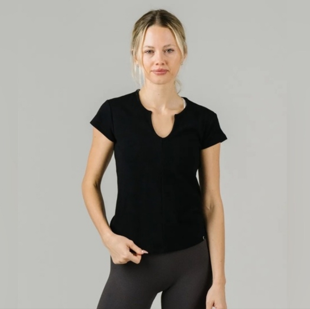 NWT Zyia Black Sophie V Neck T